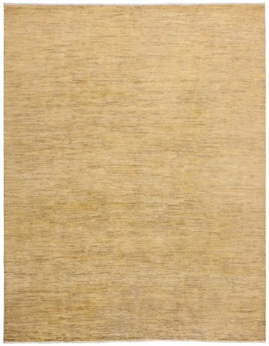Goldbeiger Wollteppich mit ruhiger Fläche, 300 × 235 cm – Gesamtansicht