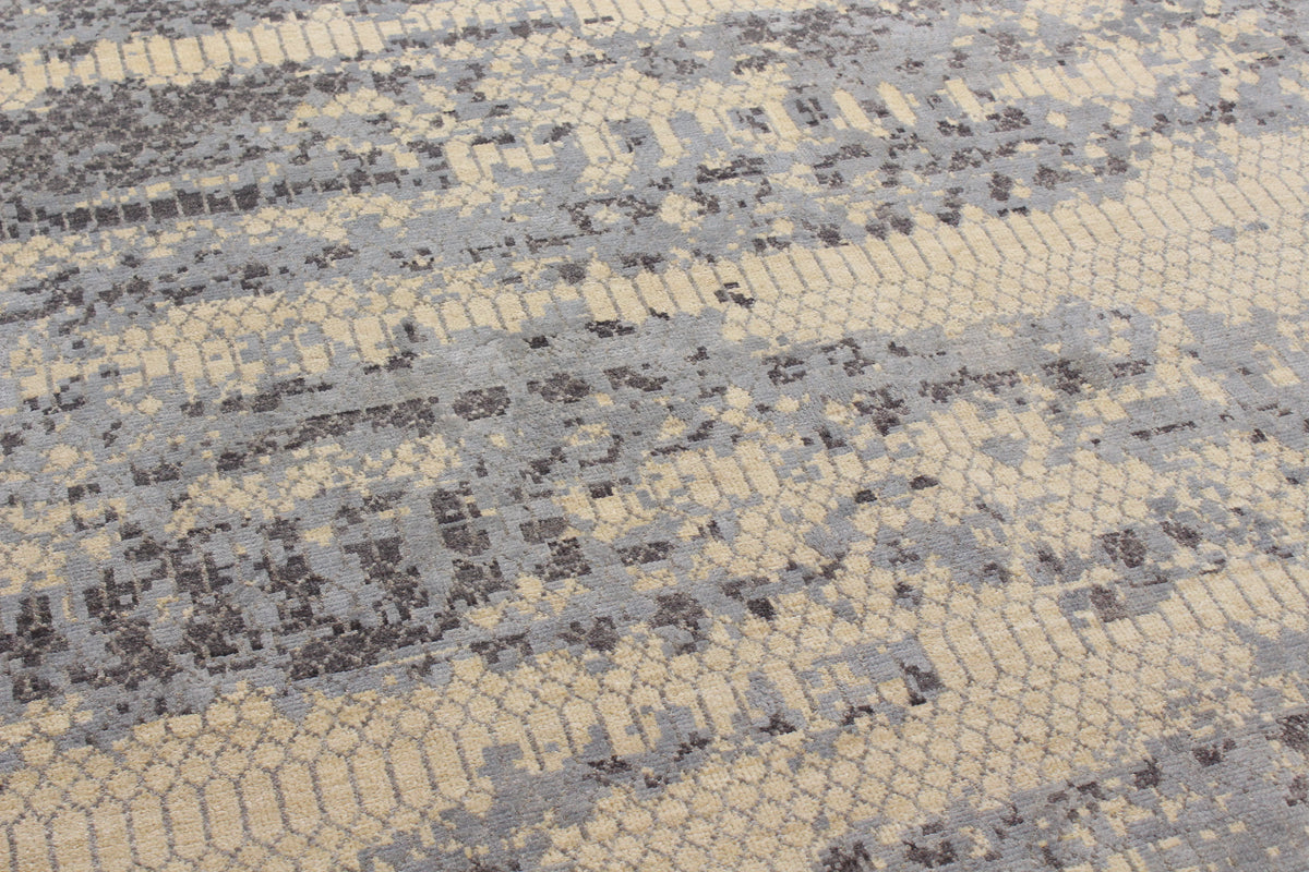 Orientteppich mit blaugrauem abstraktem Muster, 301 × 236 cm – Produktansicht 4