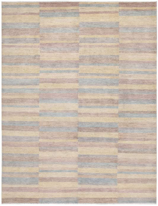 Gabbeh-Teppich mit pastellfarbenen Streifen, 307 × 236 cm – Gesamtansicht