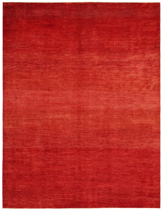 Roter Wollteppich mit dezenter Melierung, 322 × 246 cm – Gesamtansicht