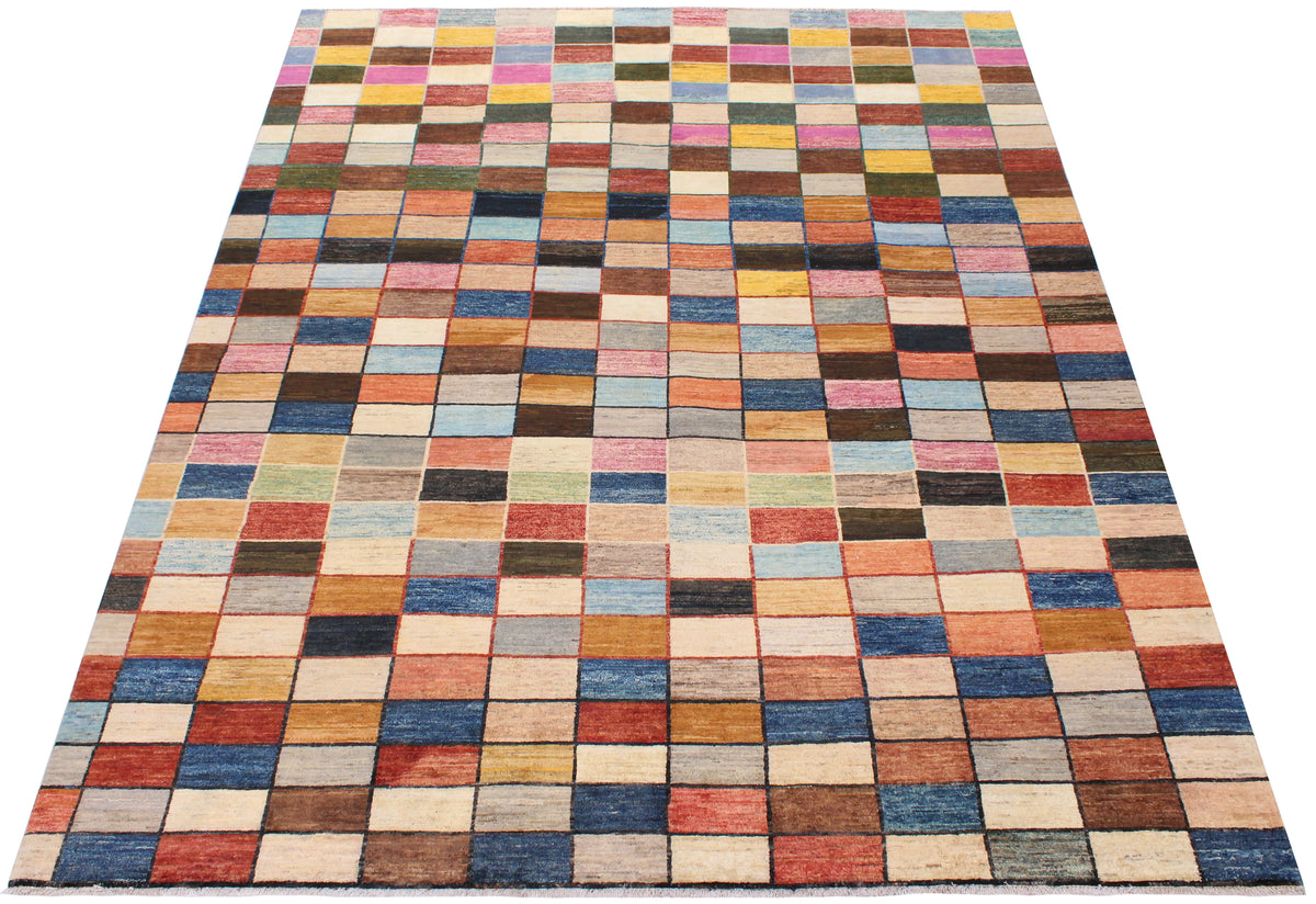 Bunter Orientteppich mit Schachbrettmuster, 296 × 236 cm – Produktansicht 2