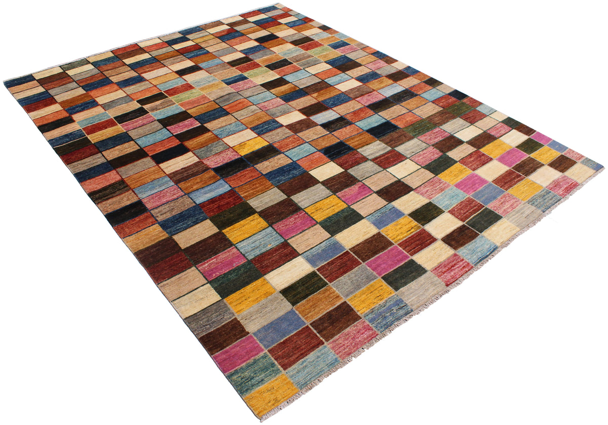 Bunter Orientteppich mit Schachbrettmuster, 296 × 236 cm – Produktansicht 3
