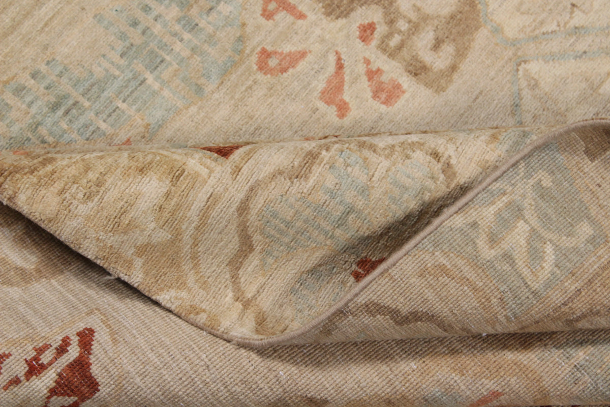 Beige Afghan Rug with Rust Floral Motifs, 295 × 240 cm, view 7.