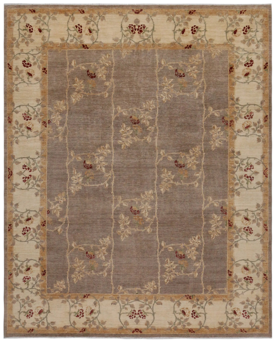 Taupe Ziegler Rug with a Light Border, 304 × 247 cm, overall view.