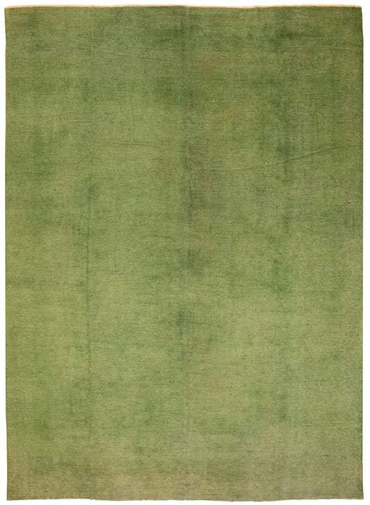 Grüner Ziegler-Wollteppich mit Melierung, 401 × 279 cm – Gesamtansicht