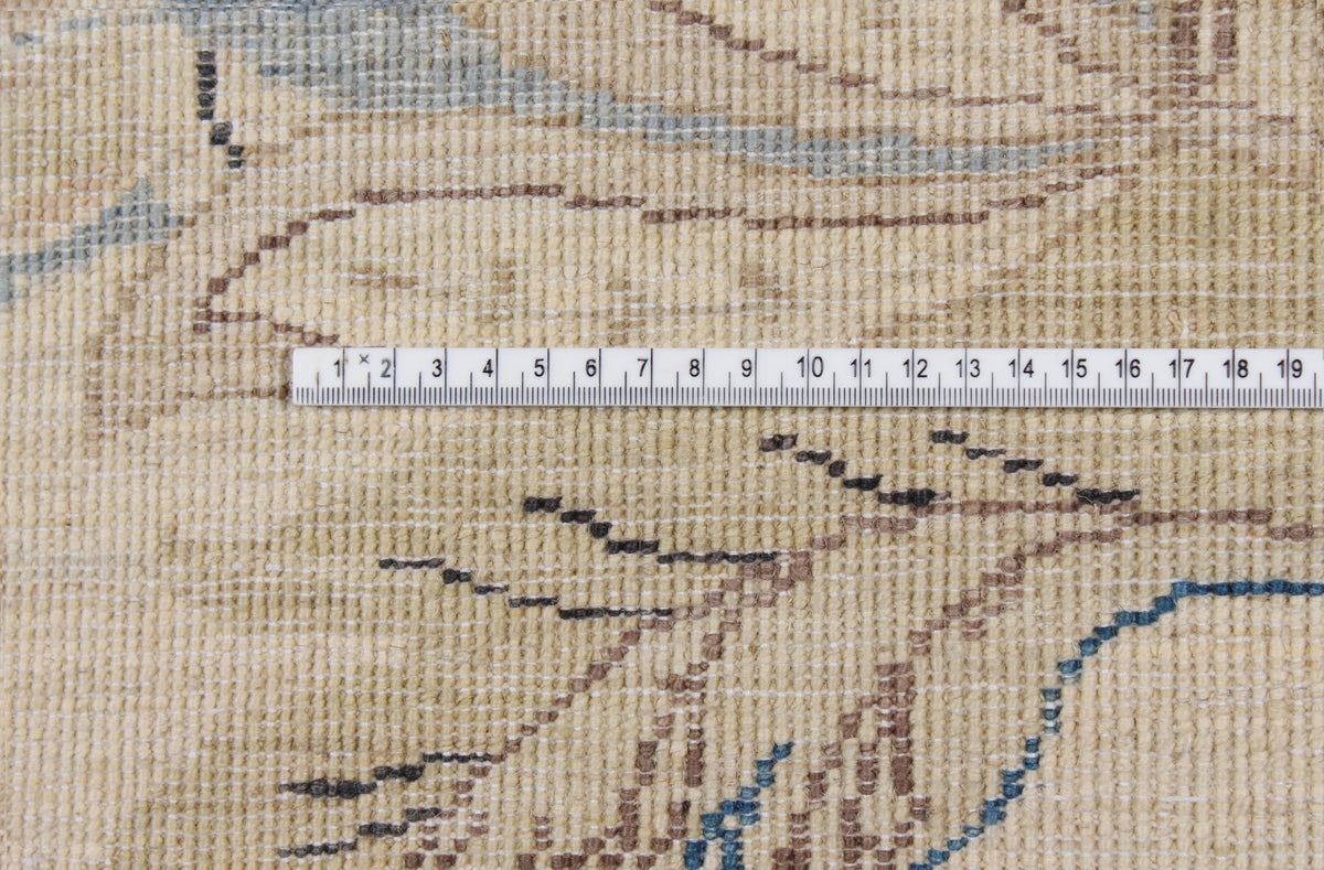 Cream Afghan Rug with Blue Floral Motifs, 284 × 283 cm, view 6.