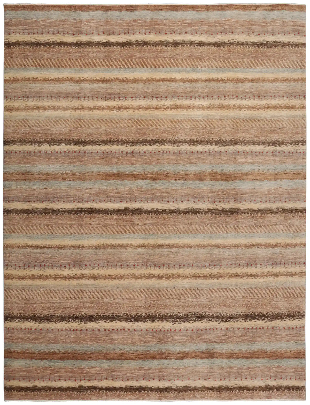 Berjasta Rug with Natural-Tone Pattern Bands, 414 × 306 cm, overall view.