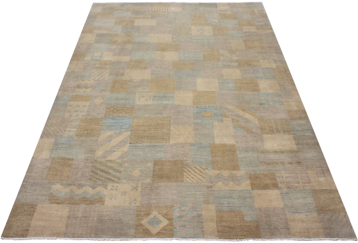 Large Afghan Rug with Pastel Block Pattern, 434 × 300 cm, view 2.