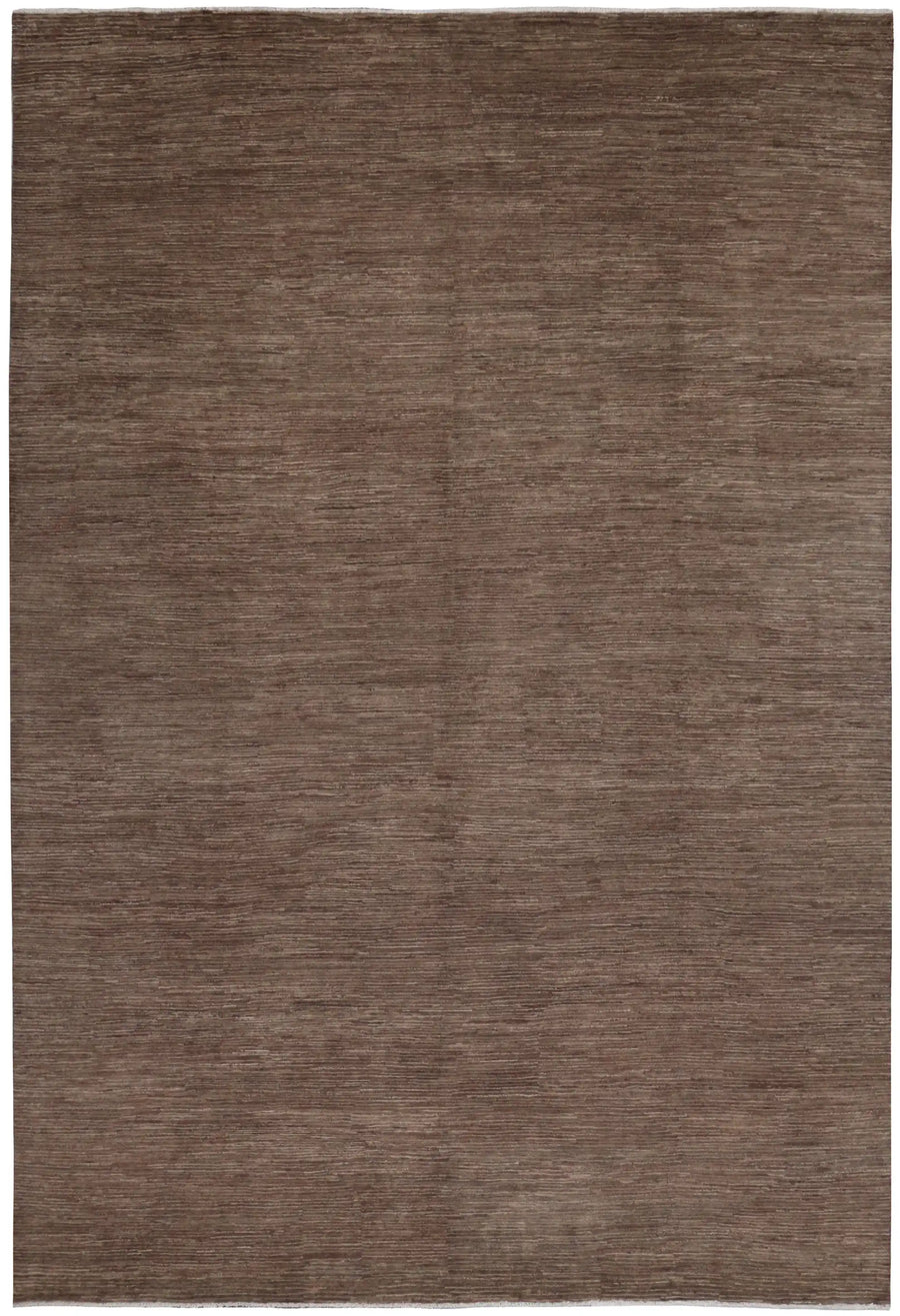 Brown Wool Rug with Fine Horizontal Variation, 436 × 296 cm, overall view.