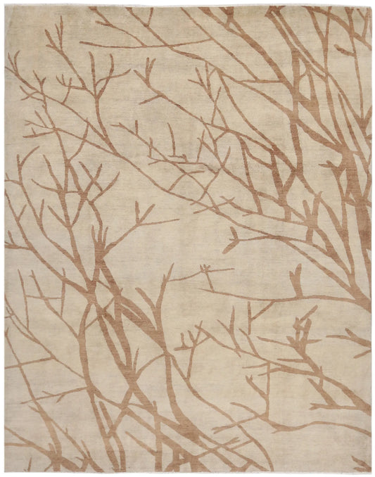 Beiger Orientteppich mit braunen Zweigen, 303 × 242 cm – Gesamtansicht