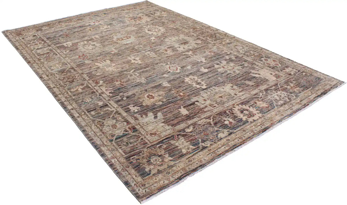 Gray-Brown Afghan Rug with Cream Flowers, 363 × 267 cm, view 3.
