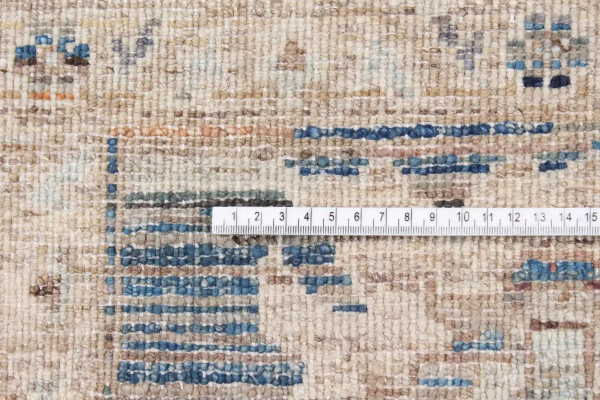 Gray-Brown Afghan Rug with Cream Flowers, 363 × 267 cm, view 4.