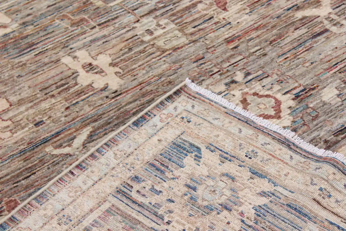 Gray-Brown Afghan Rug with Cream Flowers, 363 × 267 cm, view 5.