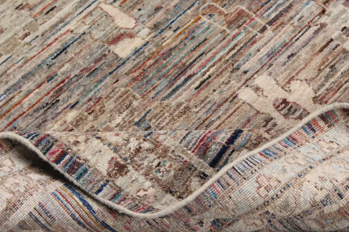 Gray-Brown Afghan Rug with Cream Flowers, 363 × 267 cm, view 7.