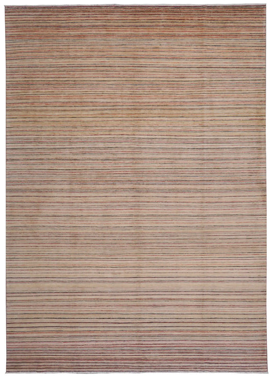 Großer Orientteppich mit feinen Farbstreifen, 422 × 299 cm – Gesamtansicht