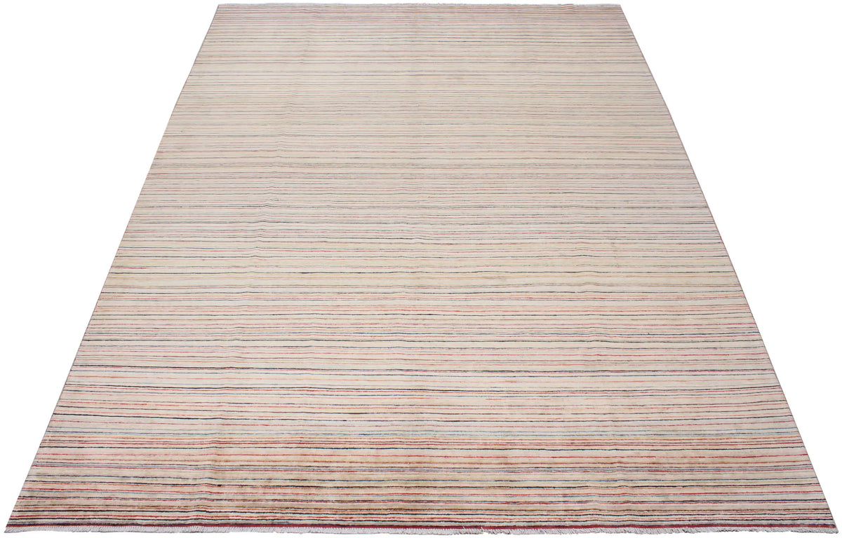 Large Afghan Rug with Fine Color Stripes, 422 × 299 cm, view 2.