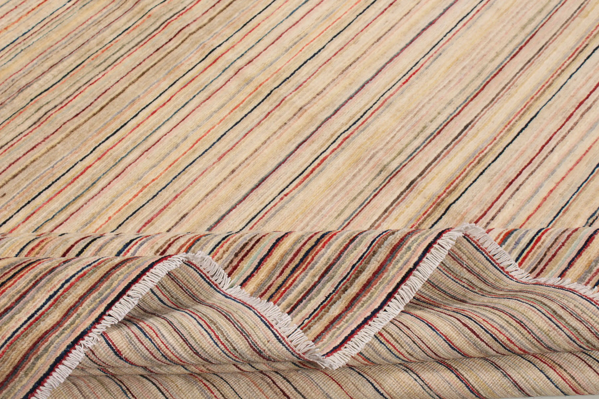 Large Afghan Rug with Fine Color Stripes, 422 × 299 cm, view 8.