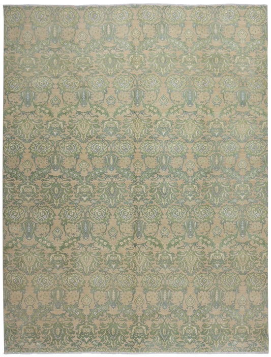 Ziegler-Teppich in Grün mit Blütenornamenten, 427 × 296 cm – Gesamtansicht