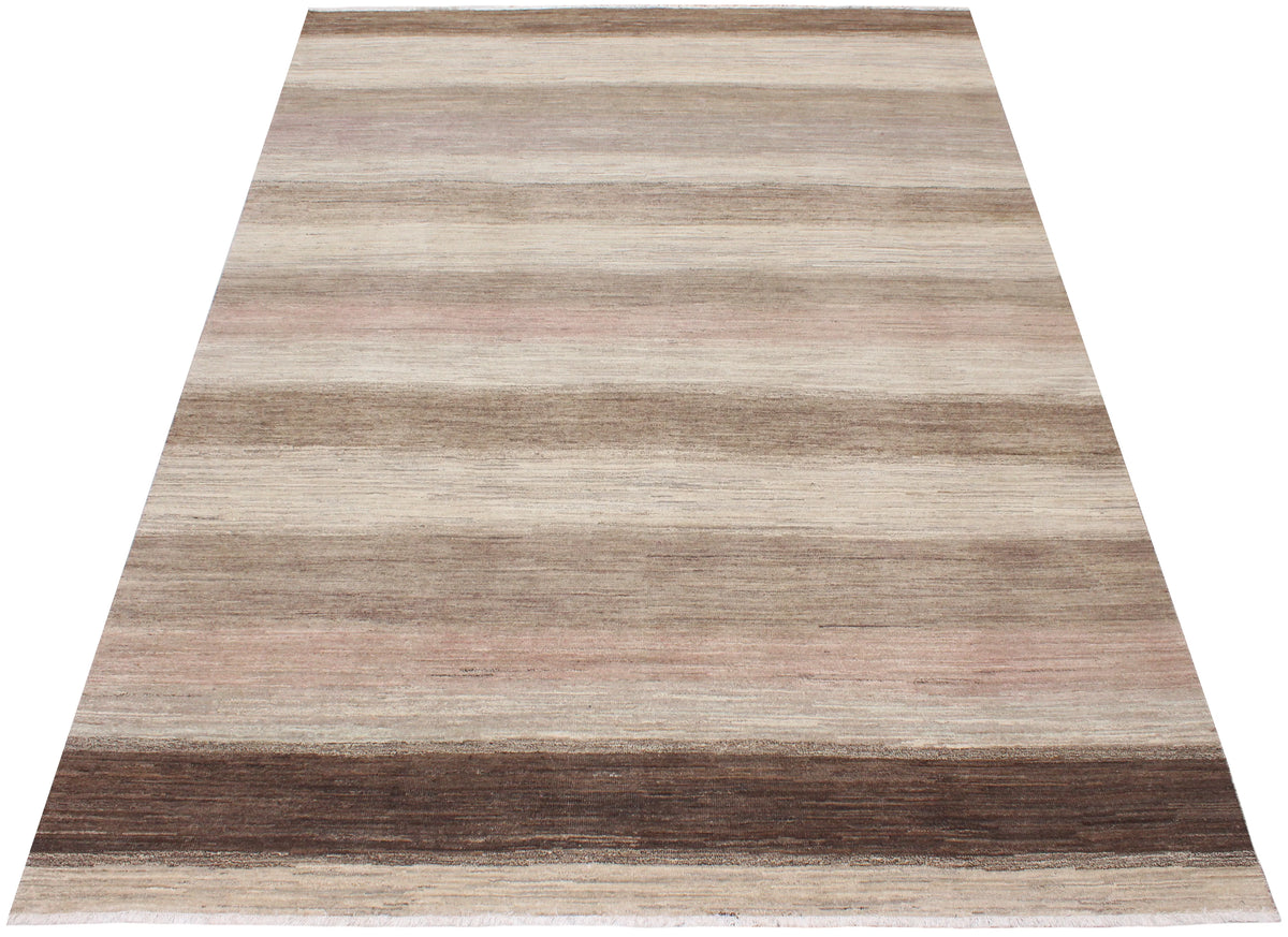 Beiger Wollteppich mit braunen Querstreifen, 317 × 232 cm – Produktansicht 2