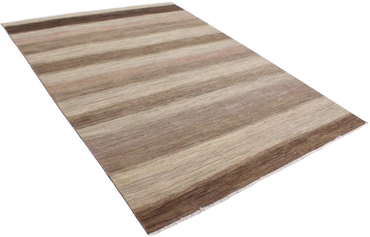 Beiger Wollteppich mit braunen Querstreifen, 317 × 232 cm – Produktansicht 3
