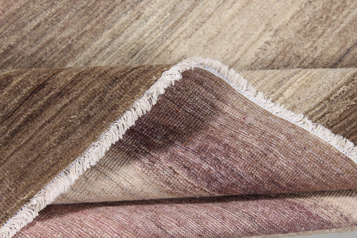Beiger Wollteppich mit braunen Querstreifen, 317 × 232 cm – Produktansicht 8