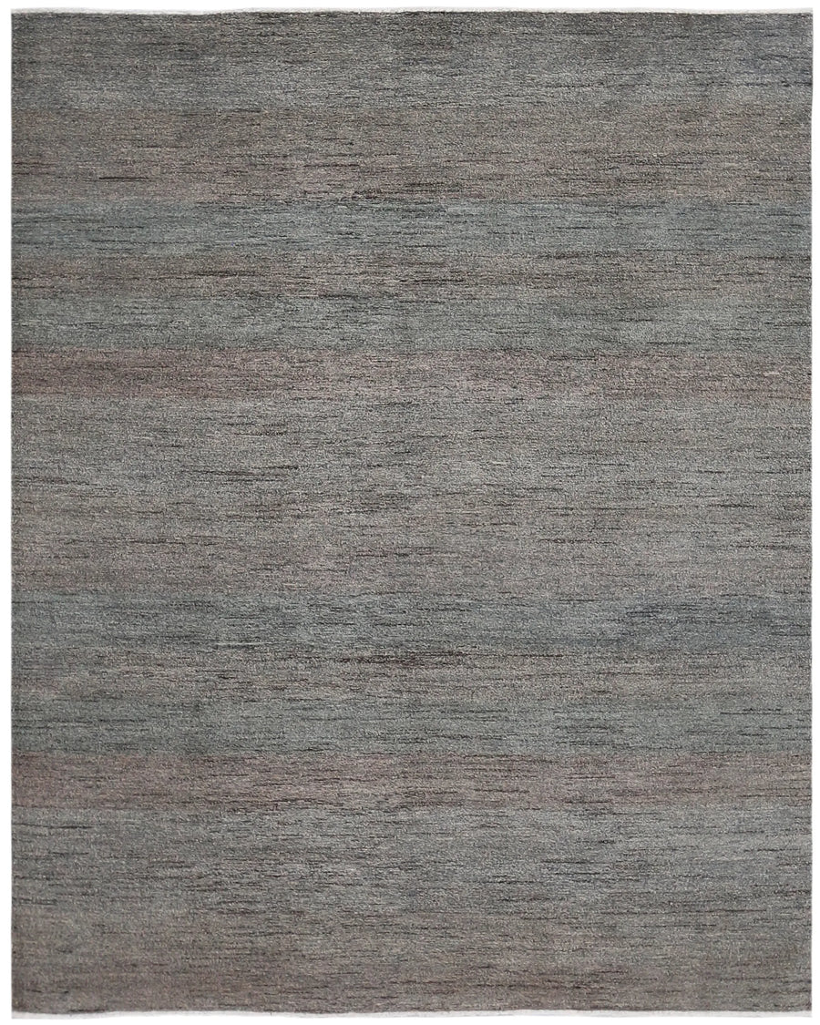 Gray Wool Rug with Fine Horizontal Variation, 303 × 241 cm, overall view.