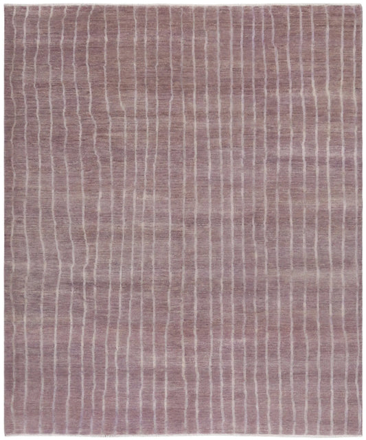 Rosafarbener Wollteppich mit feinen Streifen, 297 × 247 cm – Gesamtansicht