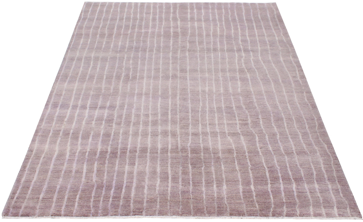 Pink Afghan Wool Rug with Fine Stripes, 297 × 247 cm, view 2.