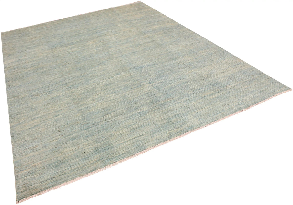 Großer hellblauer Wollteppich mit Melierung, 383 × 290 cm – Produktansicht 3