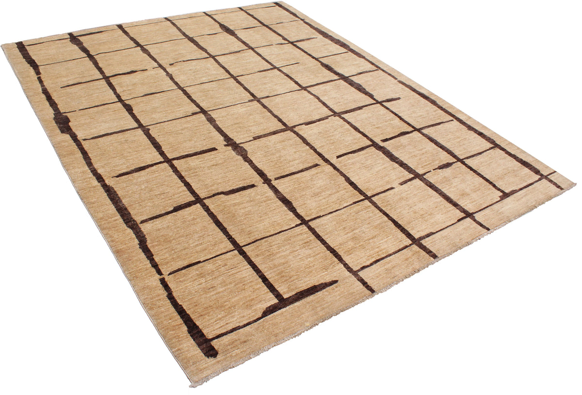 Beiger Orientteppich mit braunem Linienraster, 296 × 240 cm – Produktansicht 3
