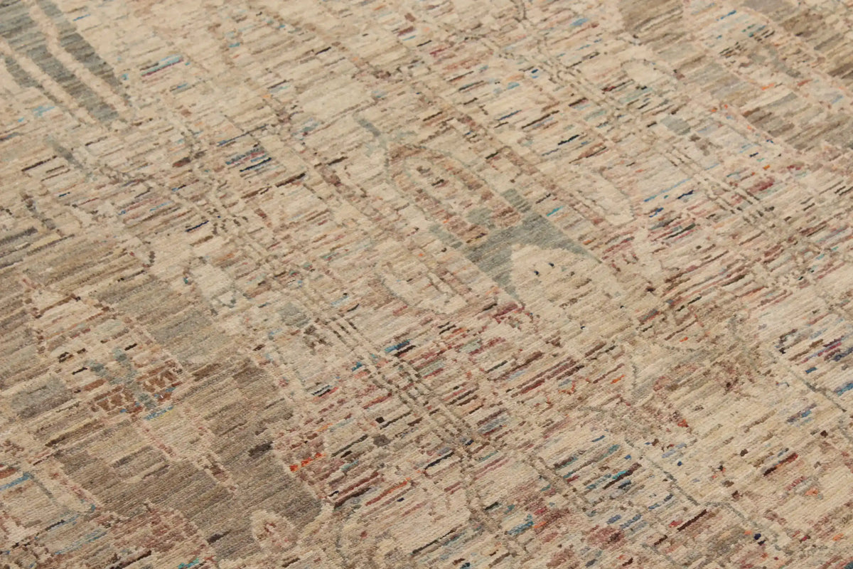 Beige Wool Rug with Delicate Floral Pattern, 300 × 246 cm, view 5.