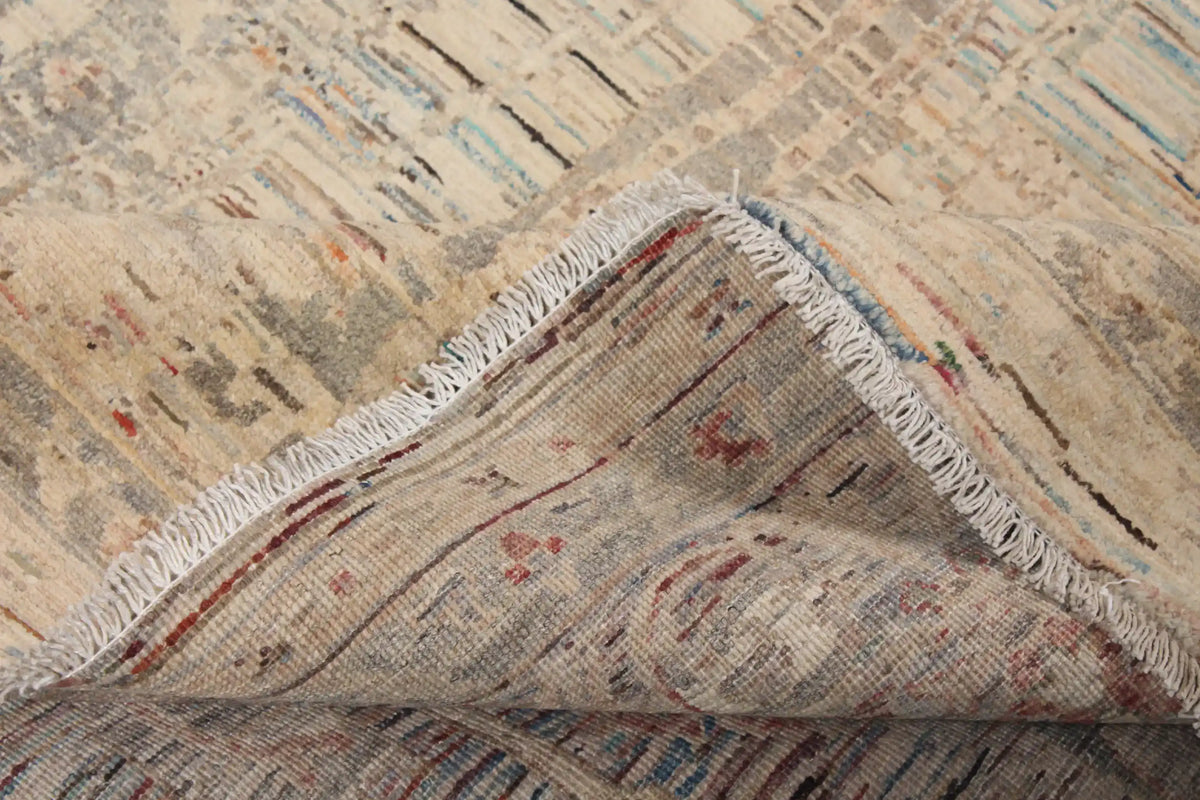 Beige Wool Rug with Delicate Floral Pattern, 300 × 246 cm, view 9.