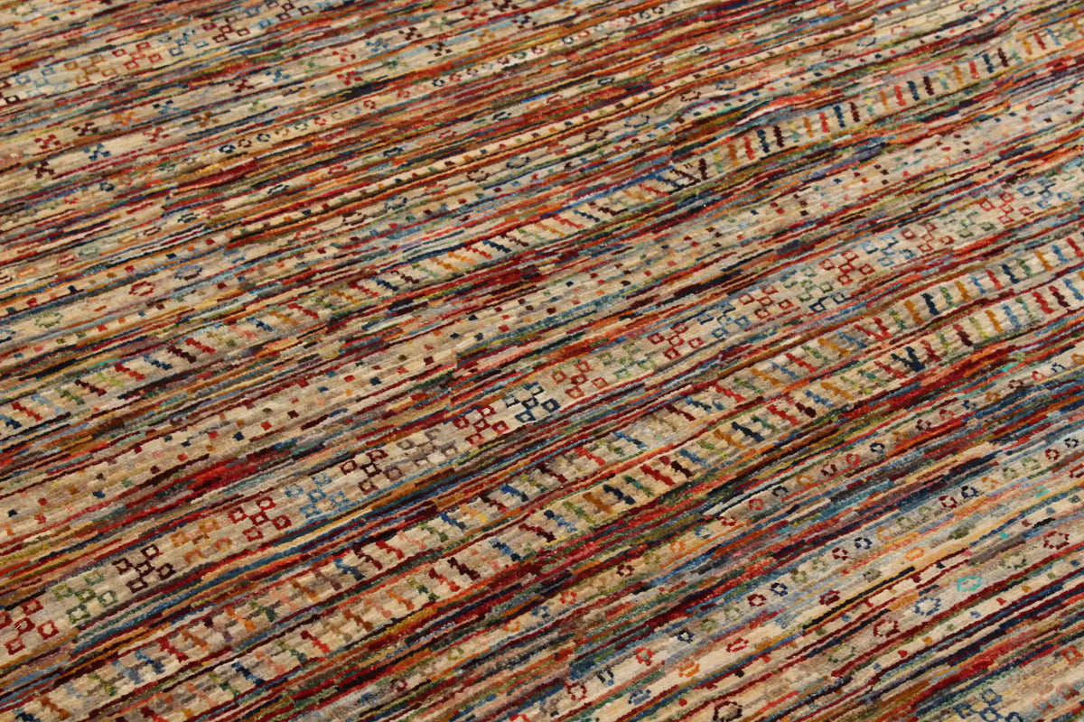 Multicolor Berjasta Rug with Fine Horizontal Stripes, 295 × 251 cm, view 4.