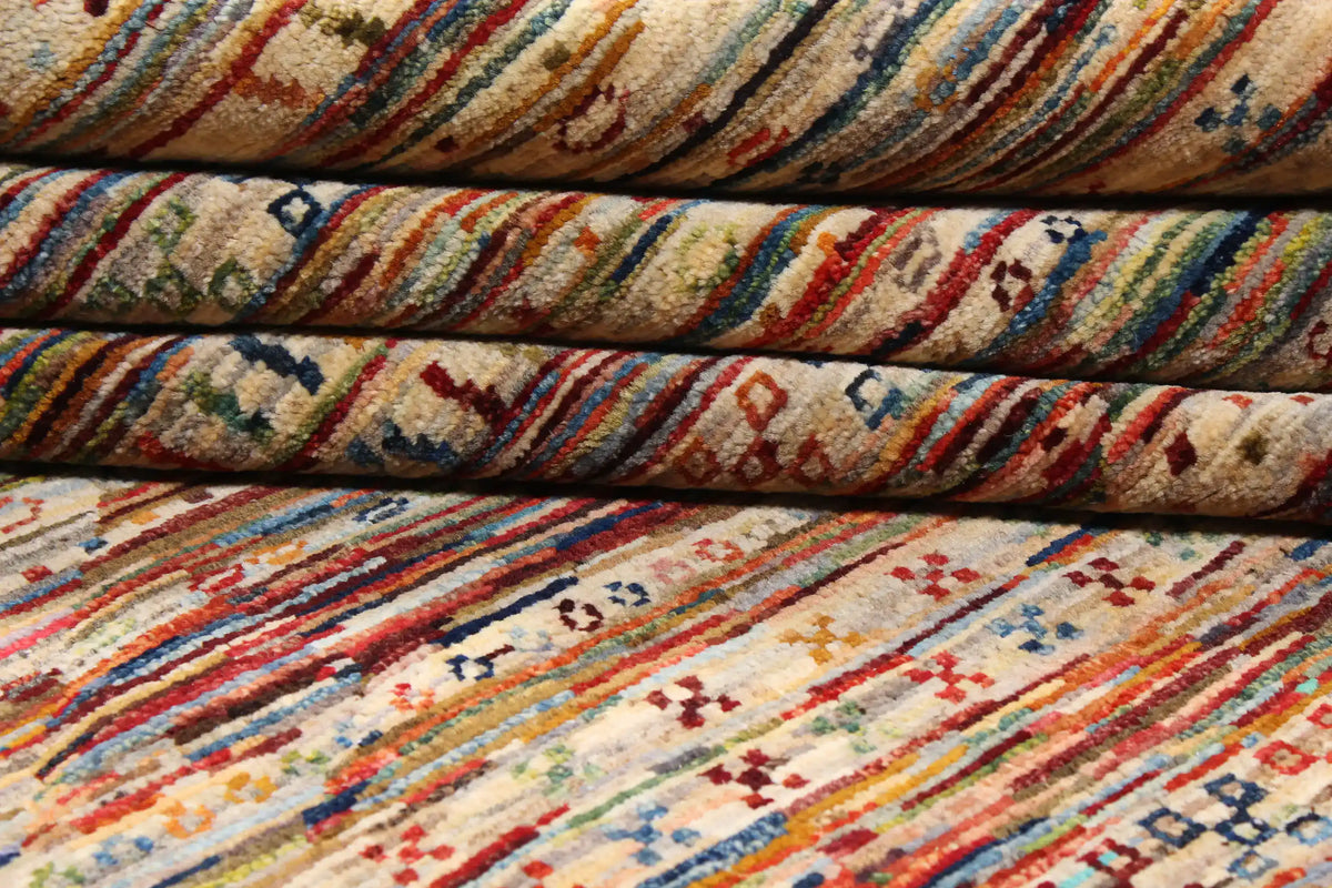 Multicolor Berjasta Rug with Fine Horizontal Stripes, 295 × 251 cm, view 5.