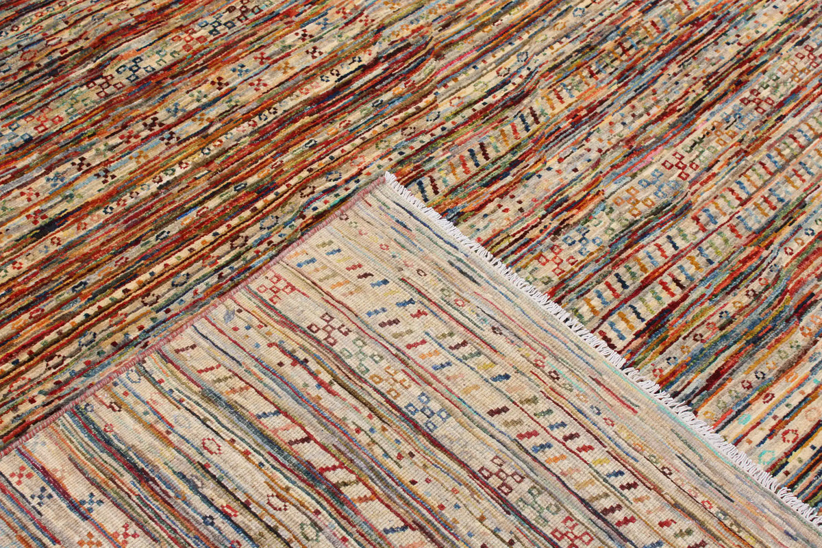Multicolor Berjasta Rug with Fine Horizontal Stripes, 295 × 251 cm, view 6.
