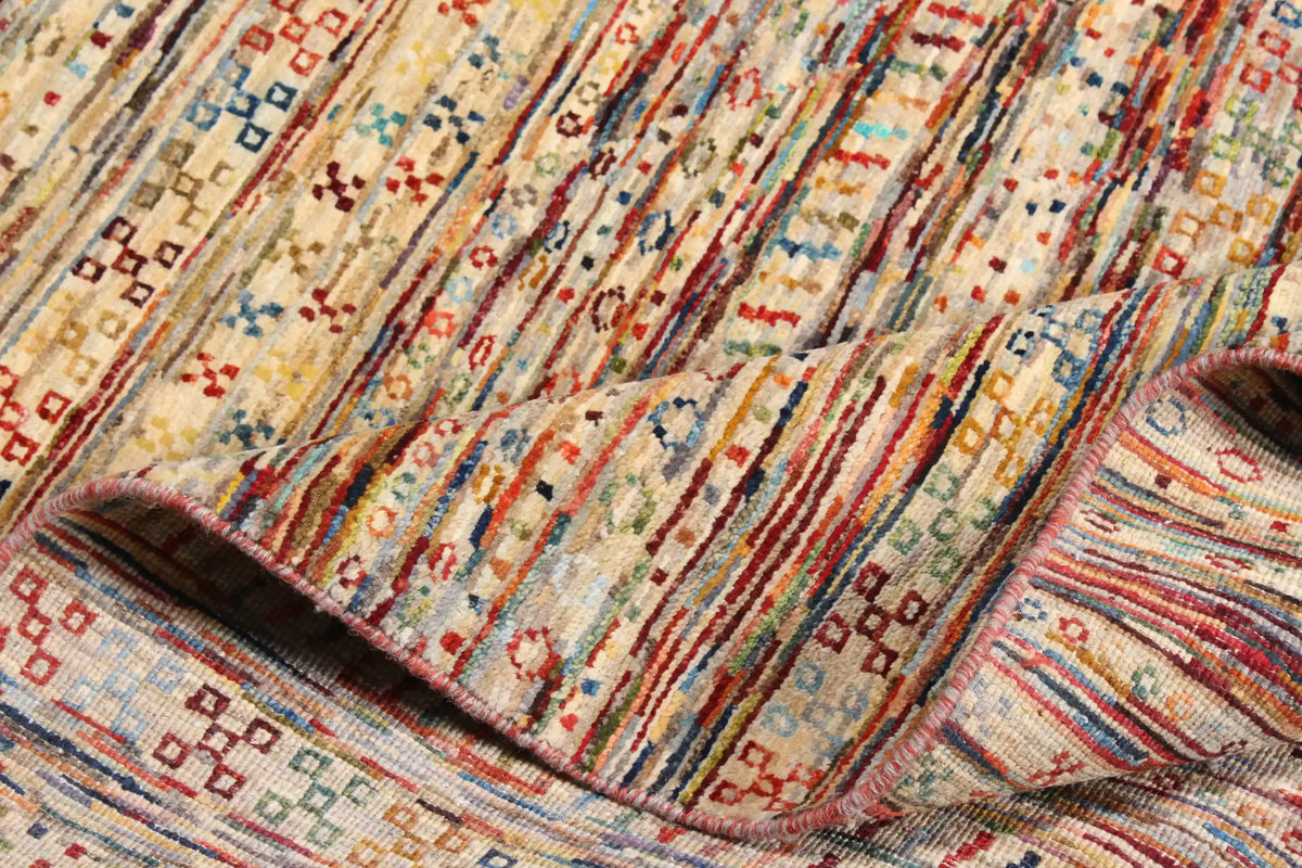 Multicolor Berjasta Rug with Fine Horizontal Stripes, 295 × 251 cm, view 8.
