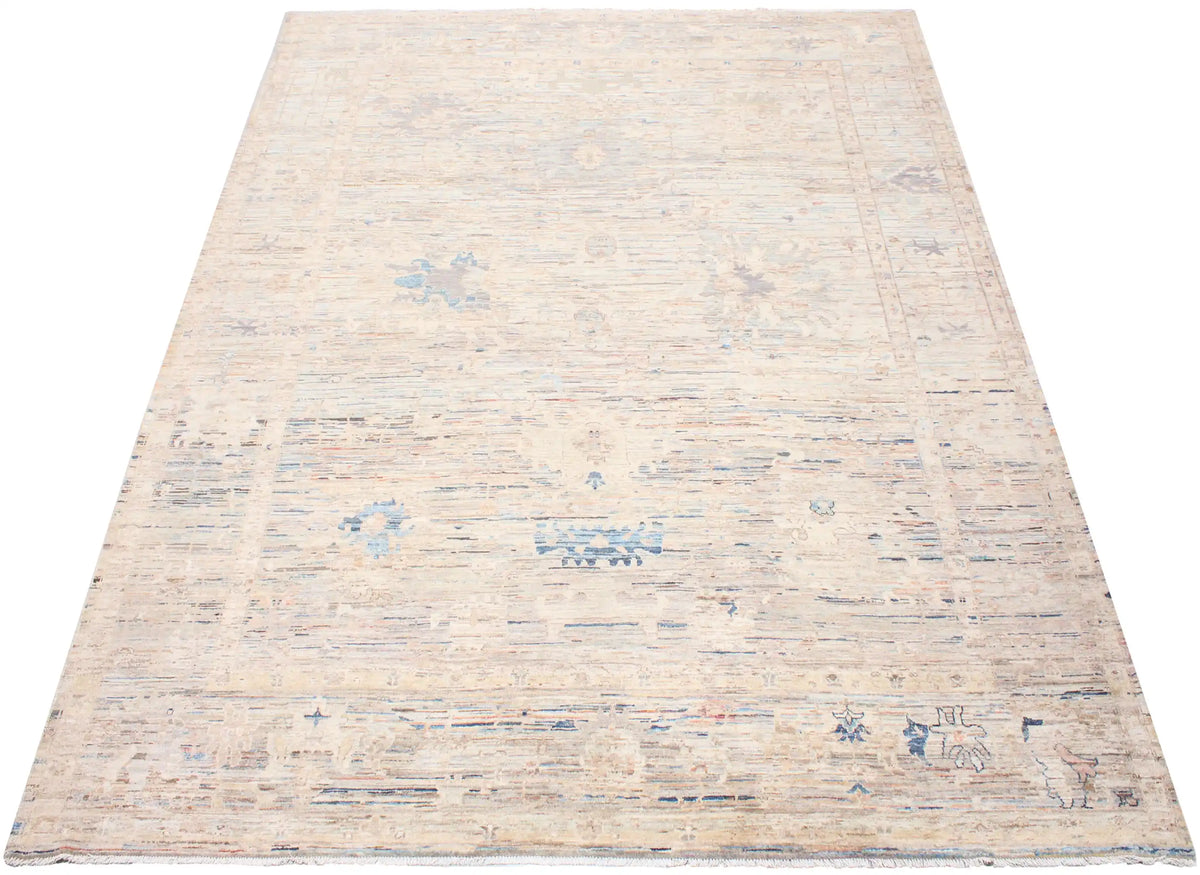 Large Beige & Blue Art Deco Rug, 396 × 300 cm, view 2.