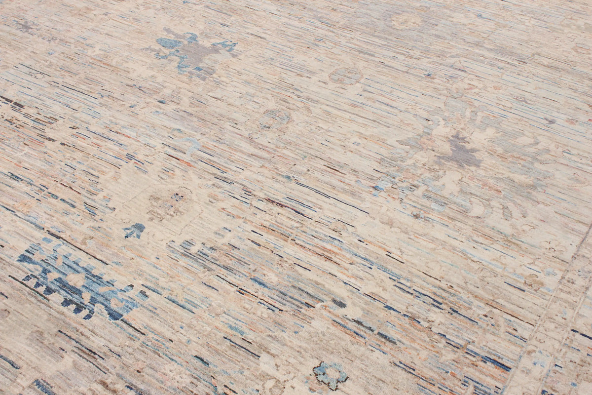 Large Beige & Blue Art Deco Rug, 396 × 300 cm, view 5.