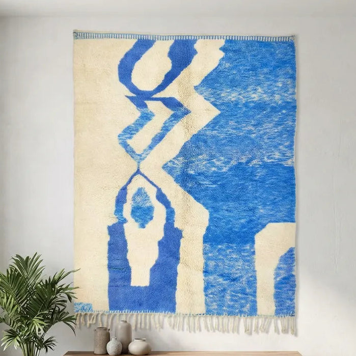 Blay Azilal rug: cobalt blue geometric wool rug.