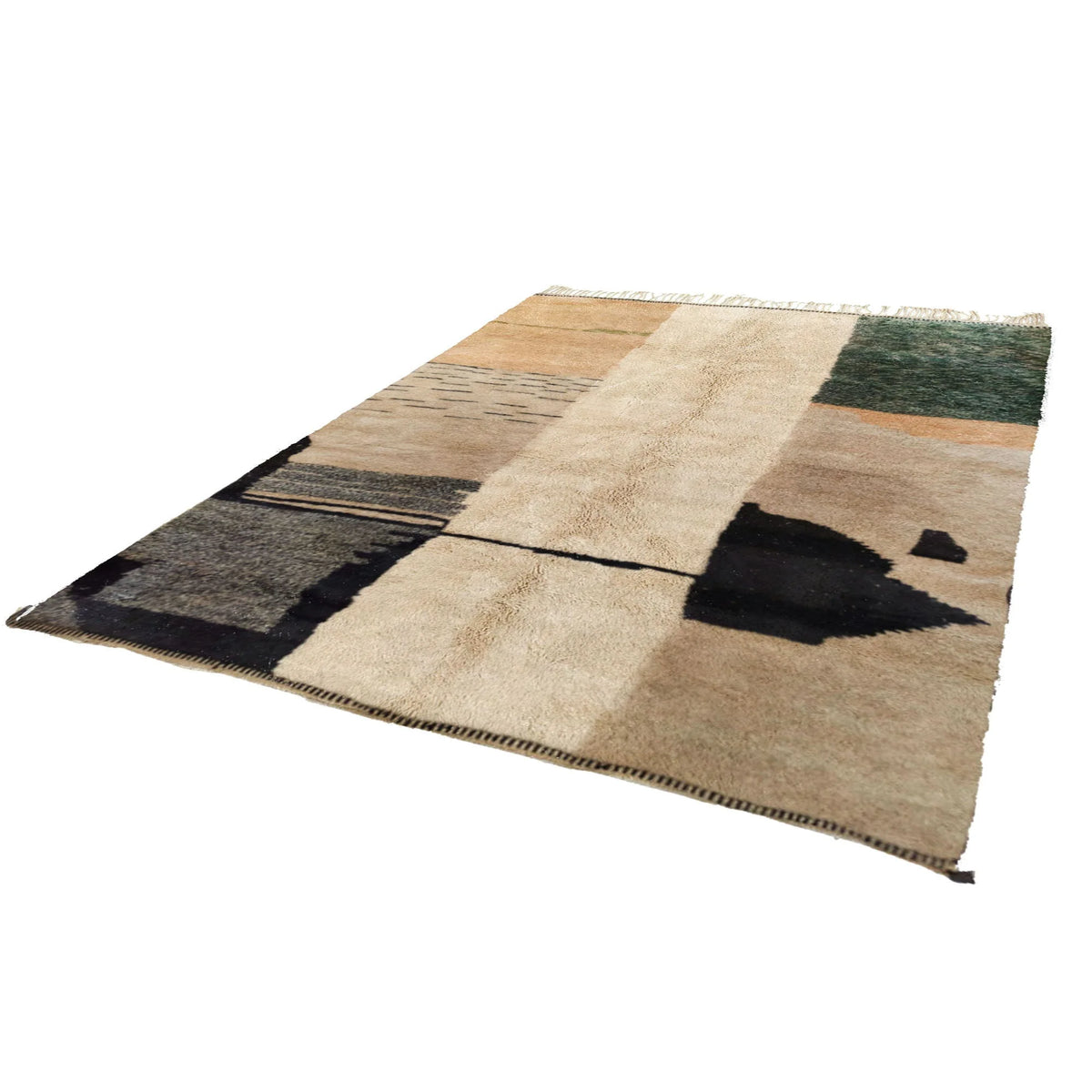 Erdkomposition – Beige mit schwarzen und olivgrünen Farbflächen, Ansicht 3