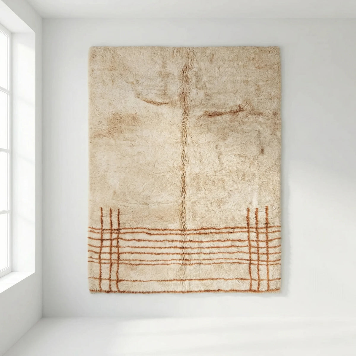Flauschiger Berber-Teppich in Beige Braun mit modernem Design 