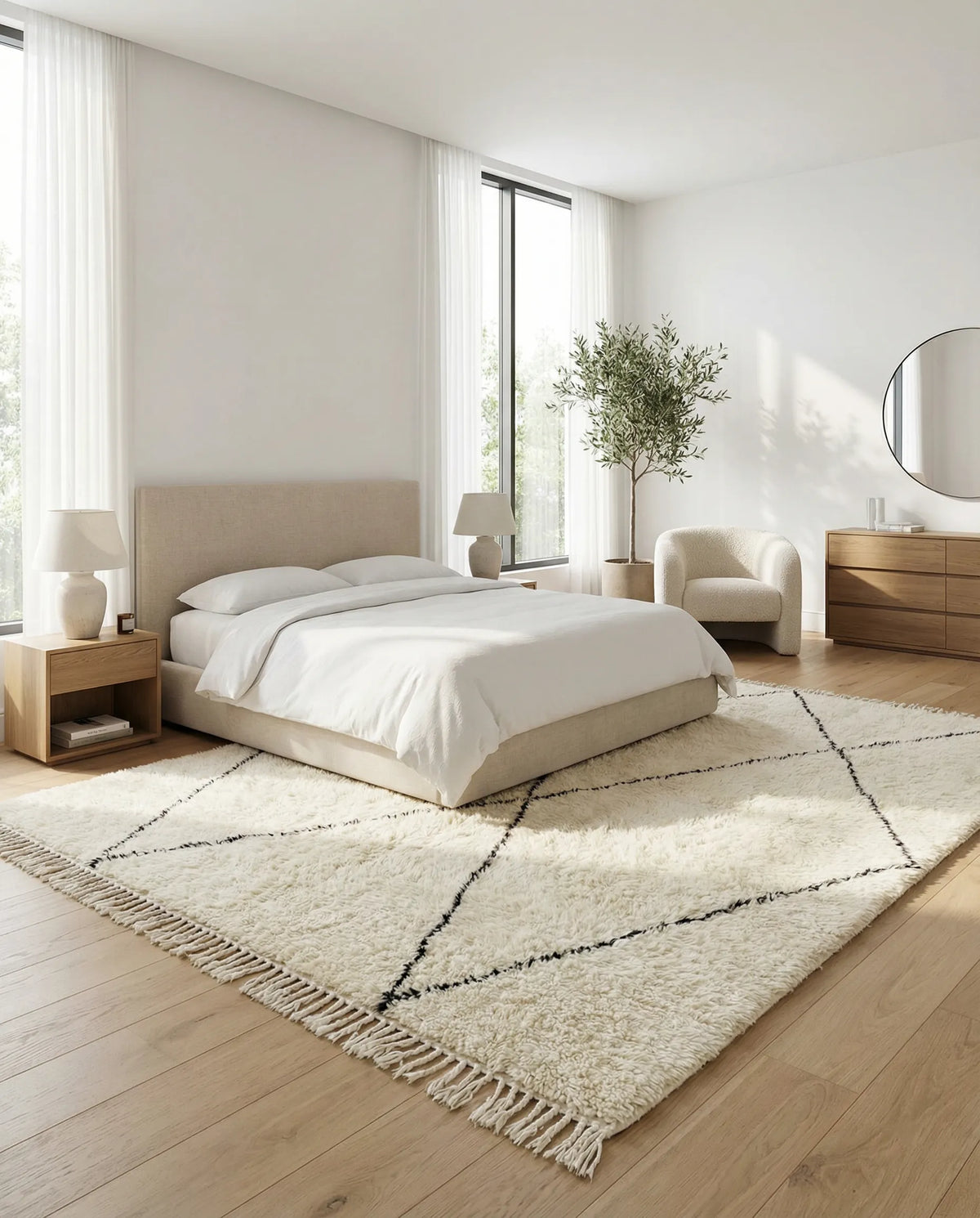Schlafzimmer Beni Ourain Teppich aus Schafwolle 