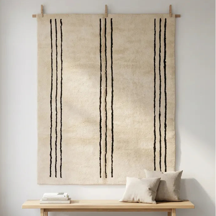 Beni Ourain Berber-Teppich mit Linien-Muster aus Wolle
