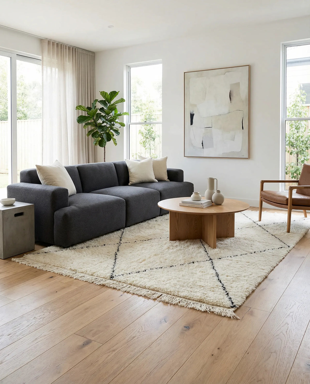 flauschige Wohnzimmer berber-teppich-beni-ourain-beige-Raute