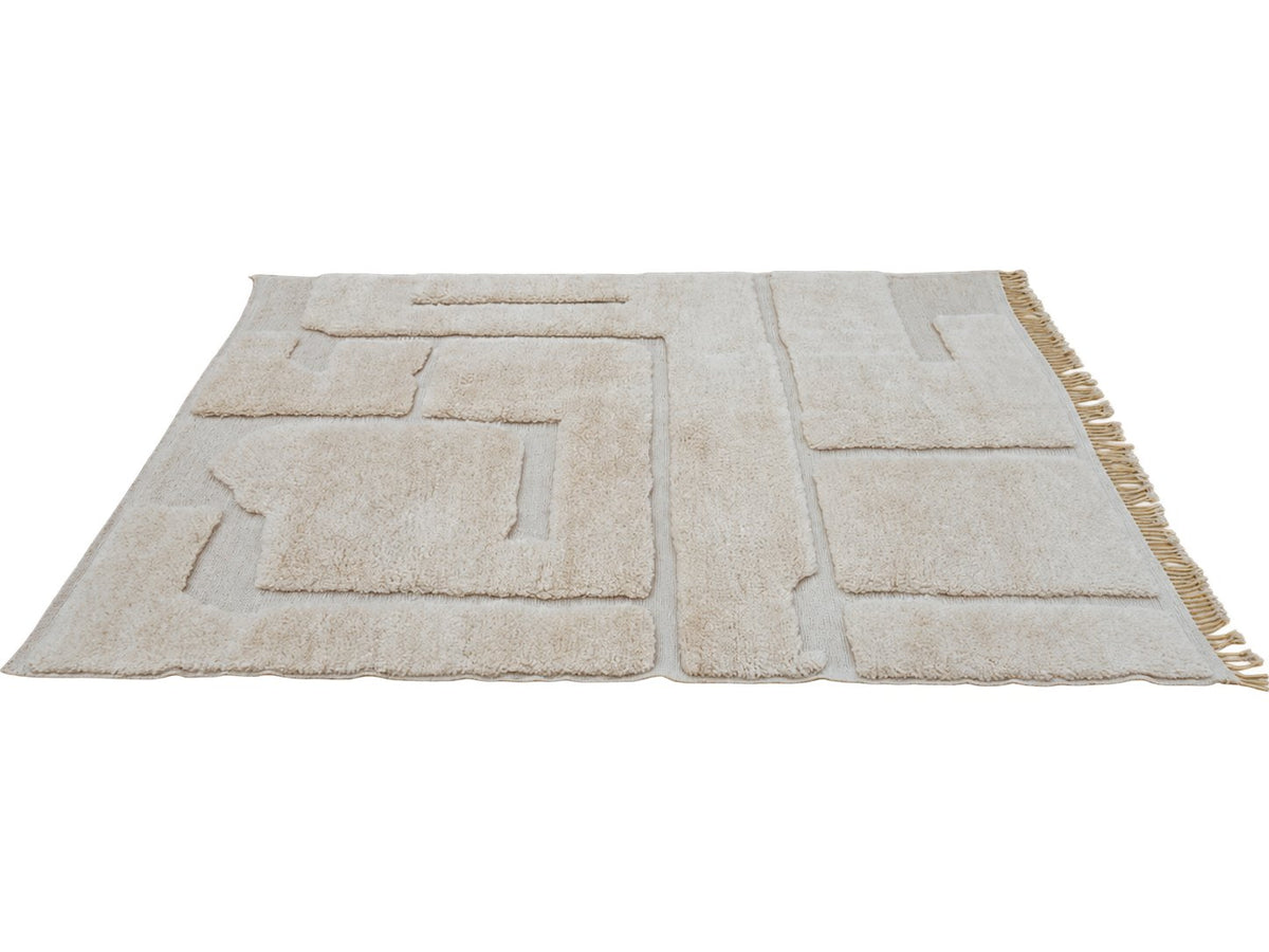Berberteppich Creme mit abstraktem Relief – 317 × 220 cm – freigestellte Detailansicht 2