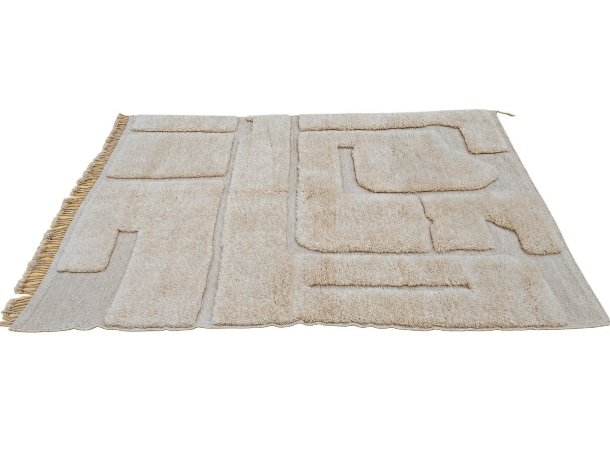 Berberteppich Creme mit abstraktem Relief – 317 × 220 cm – freigestellte Detailansicht 4