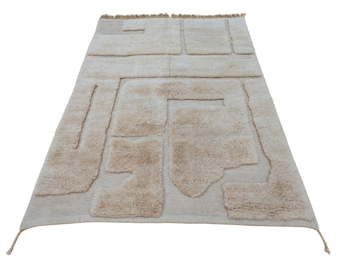 Berberteppich Creme mit abstraktem Relief – 317 × 220 cm – freigestellte Detailansicht 5