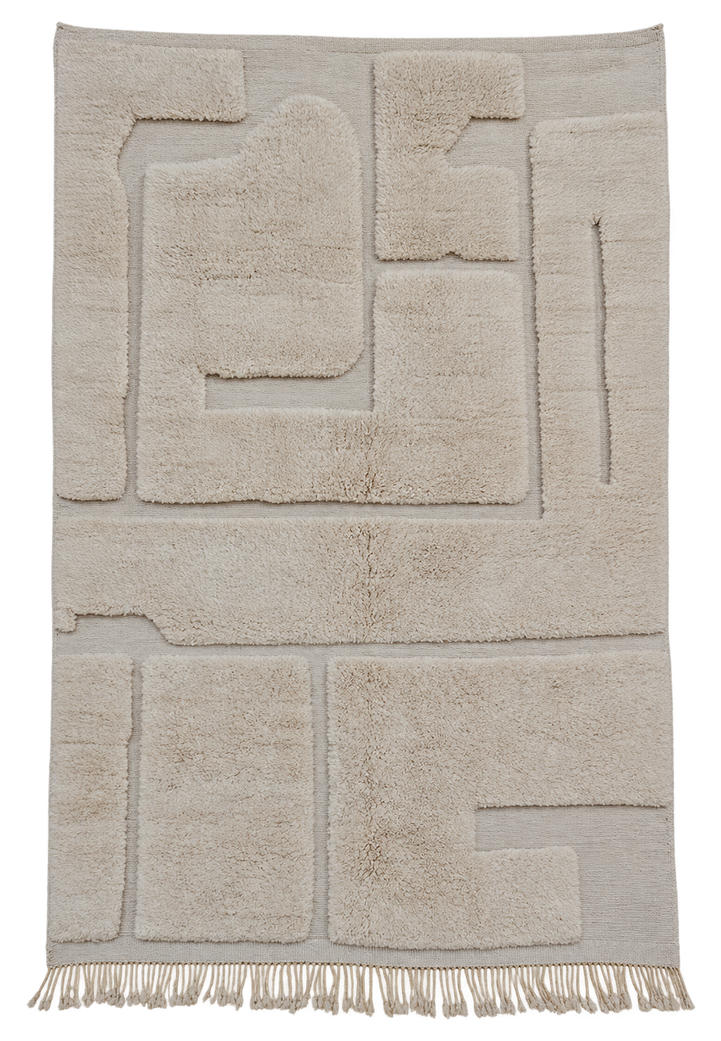Berberteppich Creme mit abstraktem Relief – 317 × 220 cm – freigestellte Gesamtansicht
