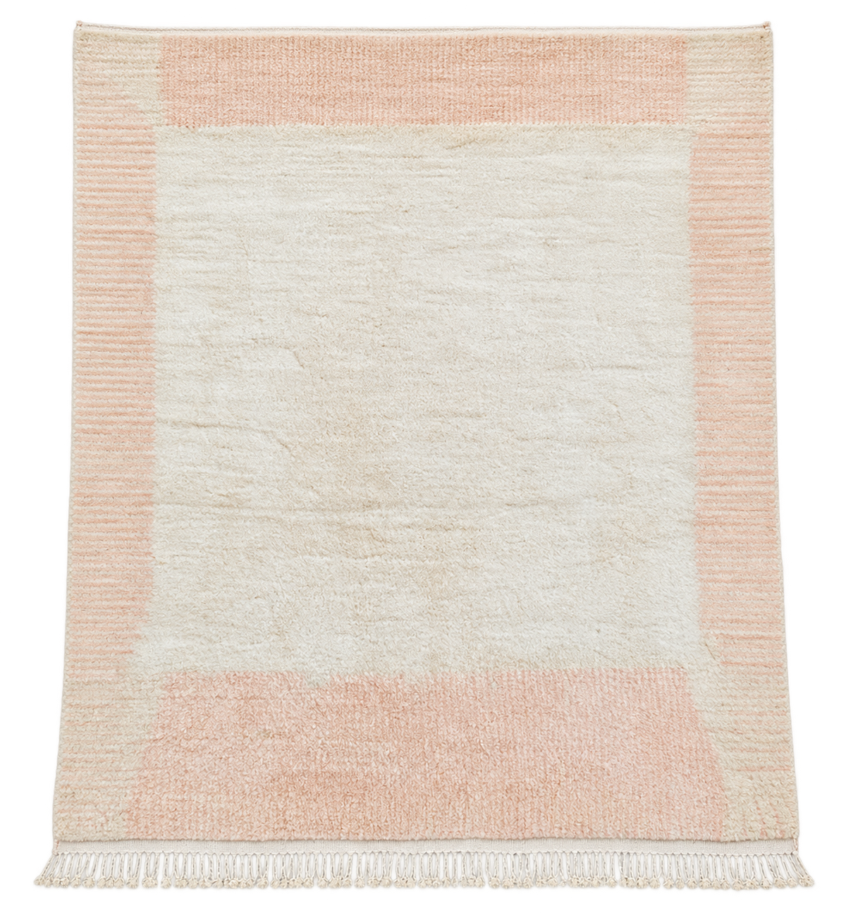 Berberteppich Creme-Pfirsich mit Rahmen – 428 × 397 cm – freigestellte Gesamtansicht
