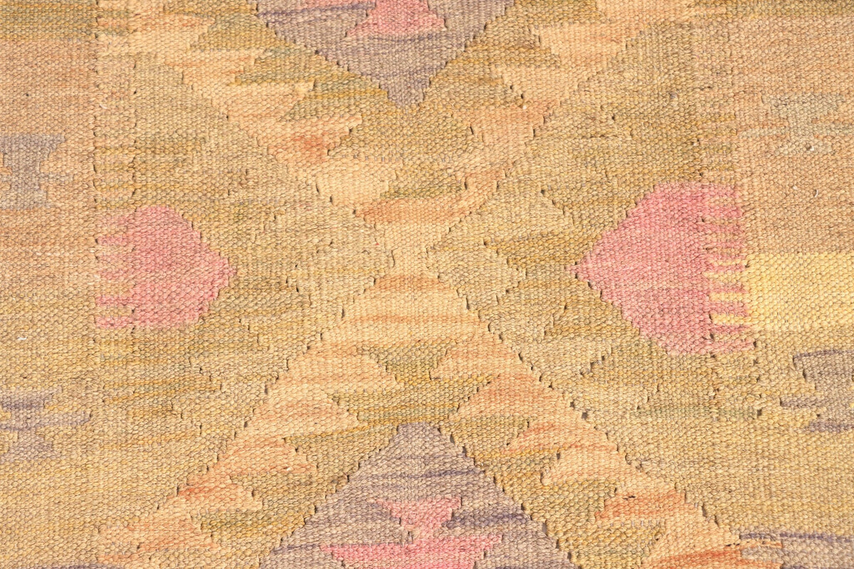 Kelim Läufer Beige-Rosa mit Rauten, 295 × 77 cm – Detailansicht 2